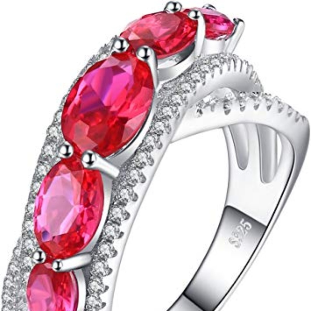 Elegant Red Ruby Sterling Silver Ring - image 4